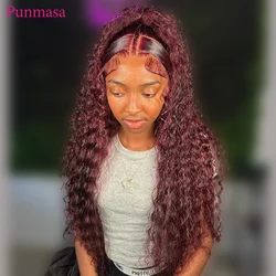 Punmasa-Peruca de Onda de Água Brasileira, Transparente Lace Frontal Peruca, Remy Cabelo Humano, Cabelo Remy Glueless, Castanho avermelhado, 13x6, 13x4