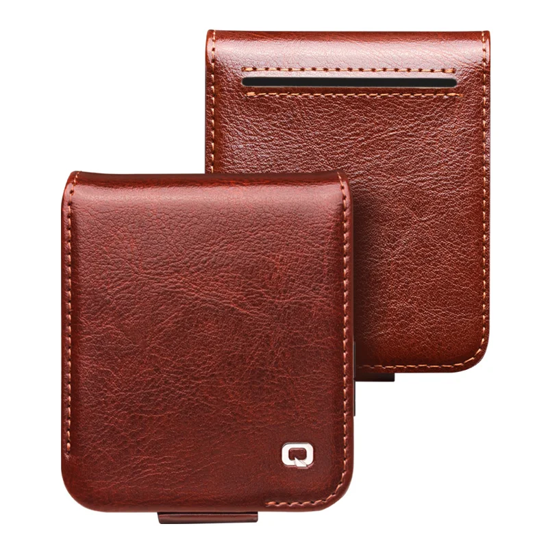 For Samsung Galaxy Z Flip6 Flip 6 Premium Natural Cowhide Real Genuine Leather Cover Phone Case Qialino Flip Magnetic Button