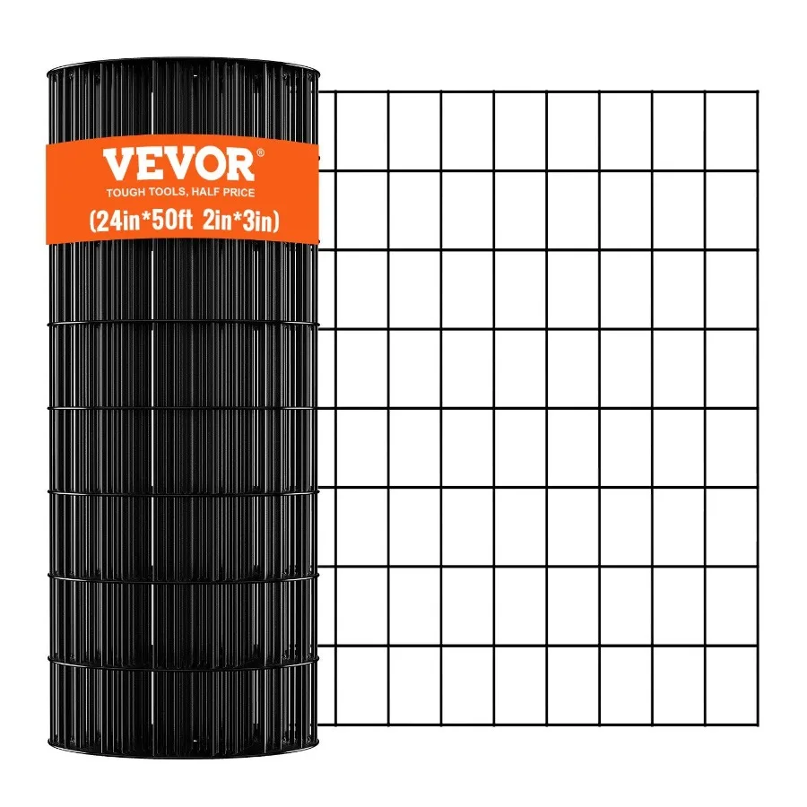VEVOR Panno hardware 24'' x 50' Rotolo di rete metallica ganizzata Calibro 16 Filo di pollo Fen Rotolo Rivestimento in vinile Rete metallica per Chicke