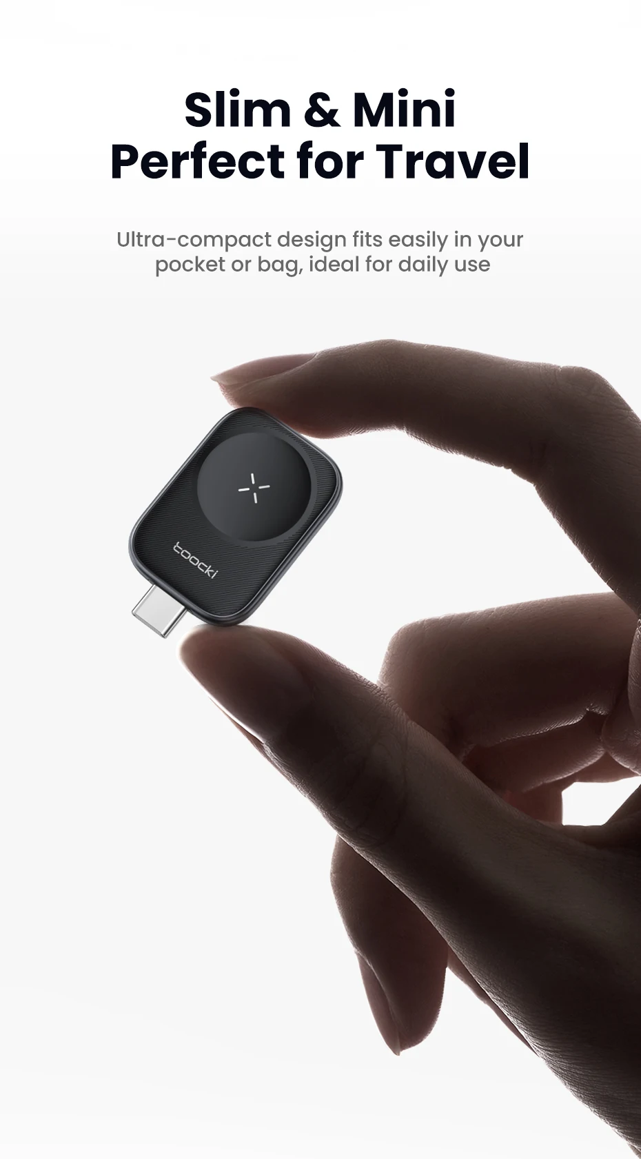 Toocki TW13 2,5W Kabelloses Ladegerät für iWatch S1-S11 SE 2-3 Ultra 1-3 Tragbares Typ-C Magnetisches Kabelloses Ladegerät für Apple Watch – Detail 5