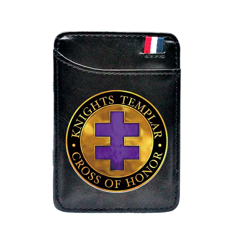 

High Quality Knights Templar Cross Of Honor Printing Leather Magic Wallet Classic Men Women Money Clips Card Purse Cash Holder