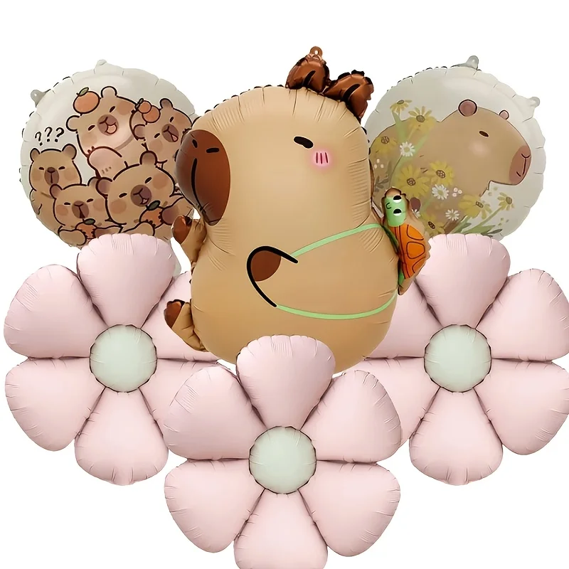 6 قطعة الكرتون الحيوان كابيبارا ديزي الألومنيوم احباط بالون مجموعة الطفل حفلة عيد ميلاد الديكور احباط بالون استحمام الطفل هدية المورد