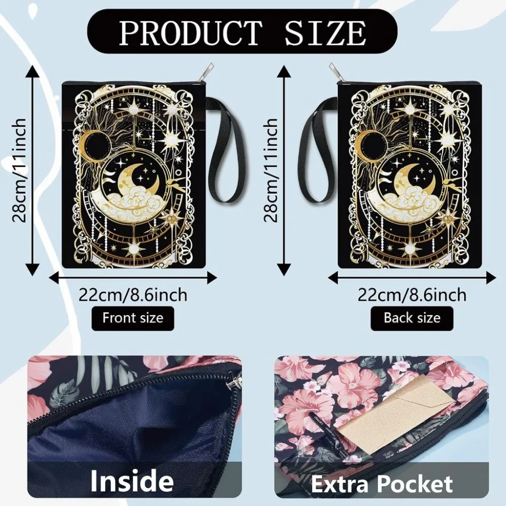 Book Sleeves Washable Star Books Covers Protector Pouch Zipper Large 11.02 X 8.66 Inch Fabric Cloth Textbook Cover Bag