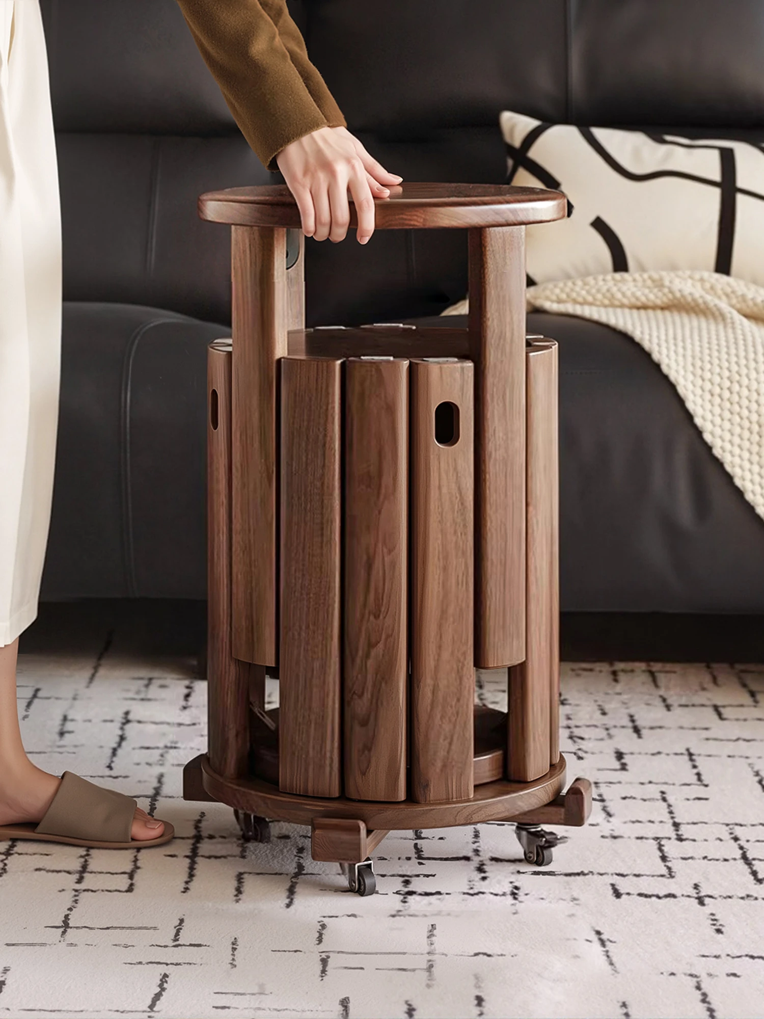 خشب متين، منزلي، قابل للتكديس، مزيج، مقعد دائري، بسيط #1