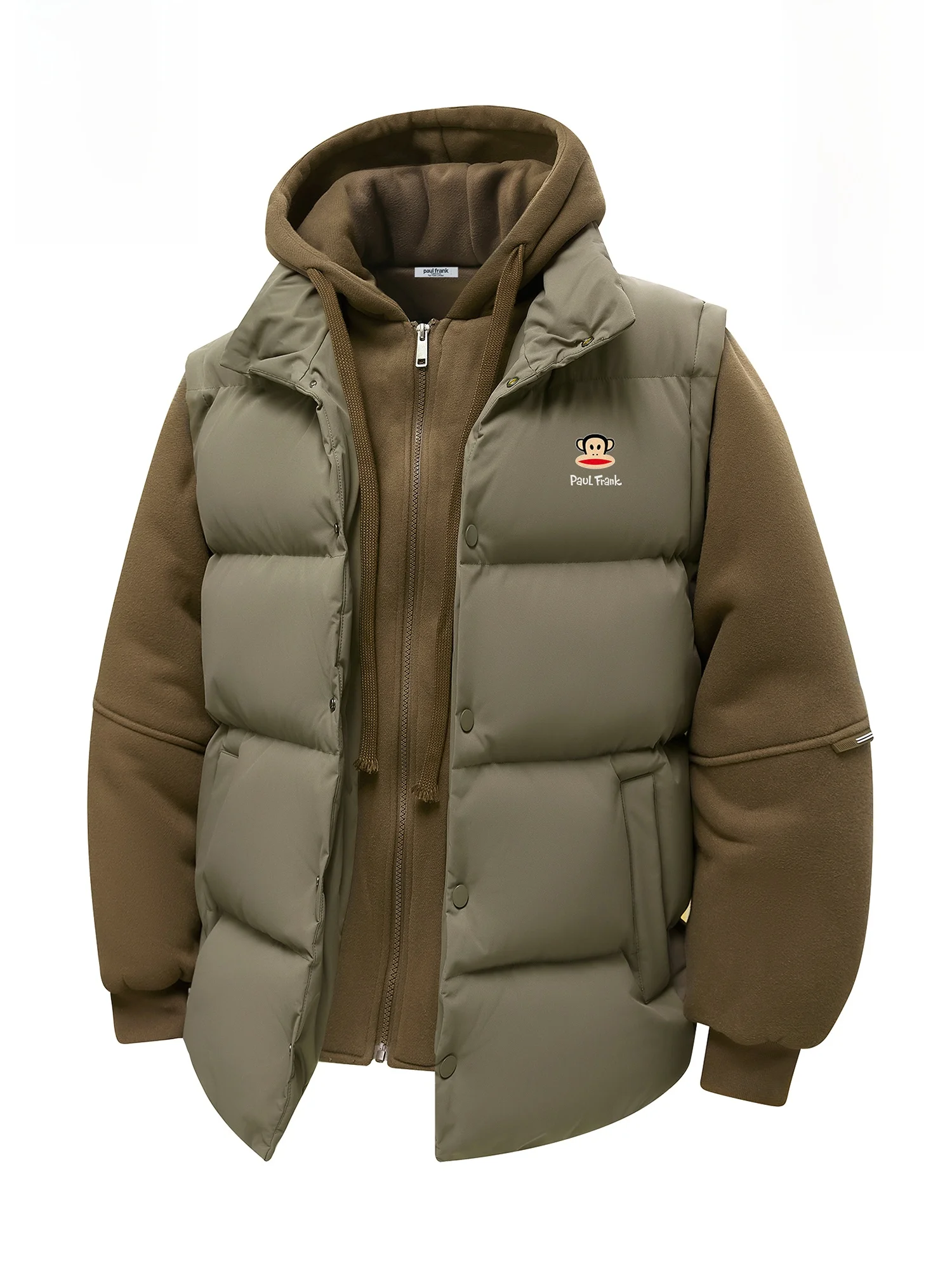 

PaulFrank Winter Anti-Cold Hooded Cotton Jaet Men's New Loose Casual Warm Outerwear Polyester Fiber Long Sve Zipper Closure