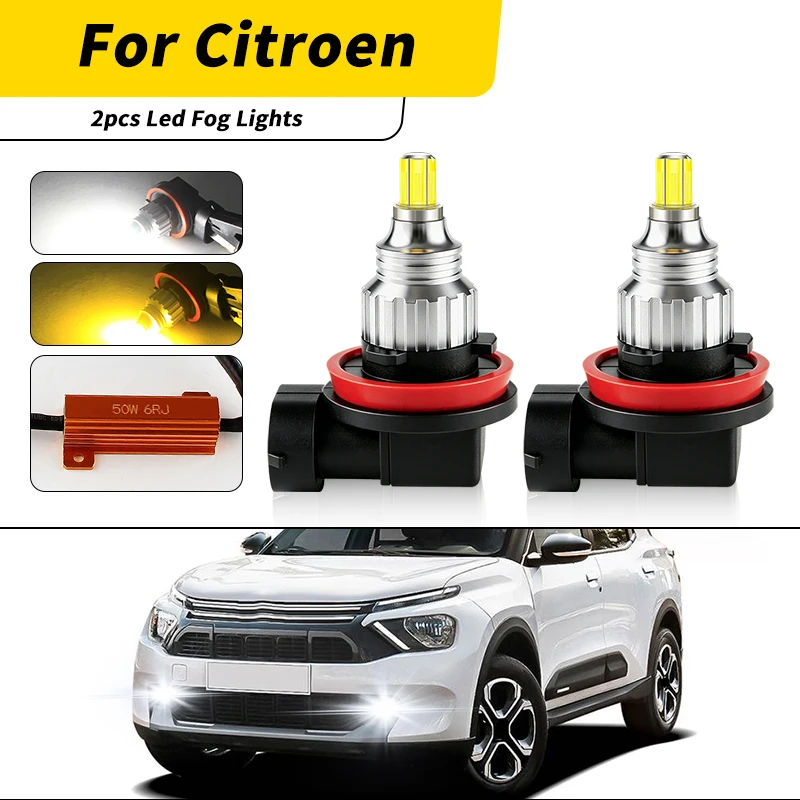 

1/2pcs LED Car Front Fog Light Yellow/White Lamp Auto H8H11 Canbus Decoder For Citroen DS4 2011-2015/DS5 2011-2015 accessories
