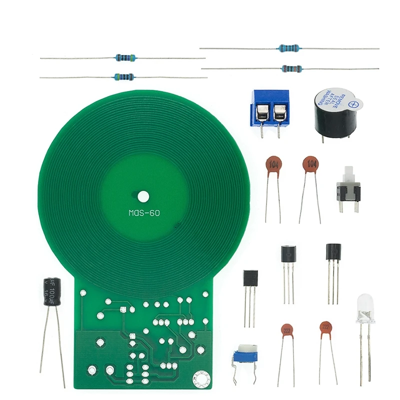 JS-60 DIY Kit Metal Detector Kit Electronic Kit DC 3V-5V 60mm Non-contact Sensor Board Module DIY Electronic Part Metal Detector