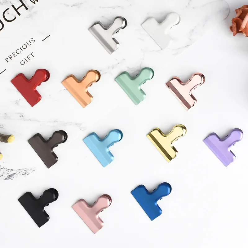 Fromthenon Ins Style Metal Clamp Clip Candy Color Binder Paper Clips Scrapbooking Photo Card Holder Decoration Stationery