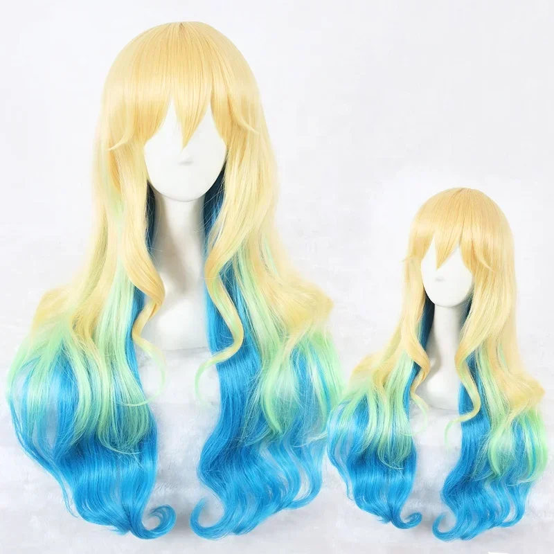 Kobayashi Maid Dragon Lucoa Cosplay Wig 80cm Long Wave Color Mixeda Synthetic Anime Heat Resistant Hair Wig