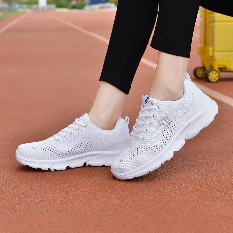 

Designer Women All White Sport Running Shoes Breathable Outdoor Walking Sport Sneakers Large Size 35-41 Lady Runner Shoes