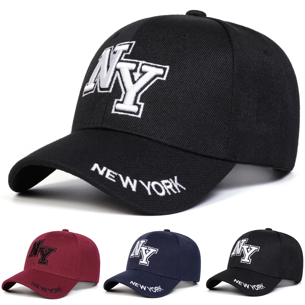 Gorras de Béisbol Unisex con Bordado de Letras NY, Gorras Casuales Ajustables para Primavera y Otoño, Gorra Deportiva con Protección Solar