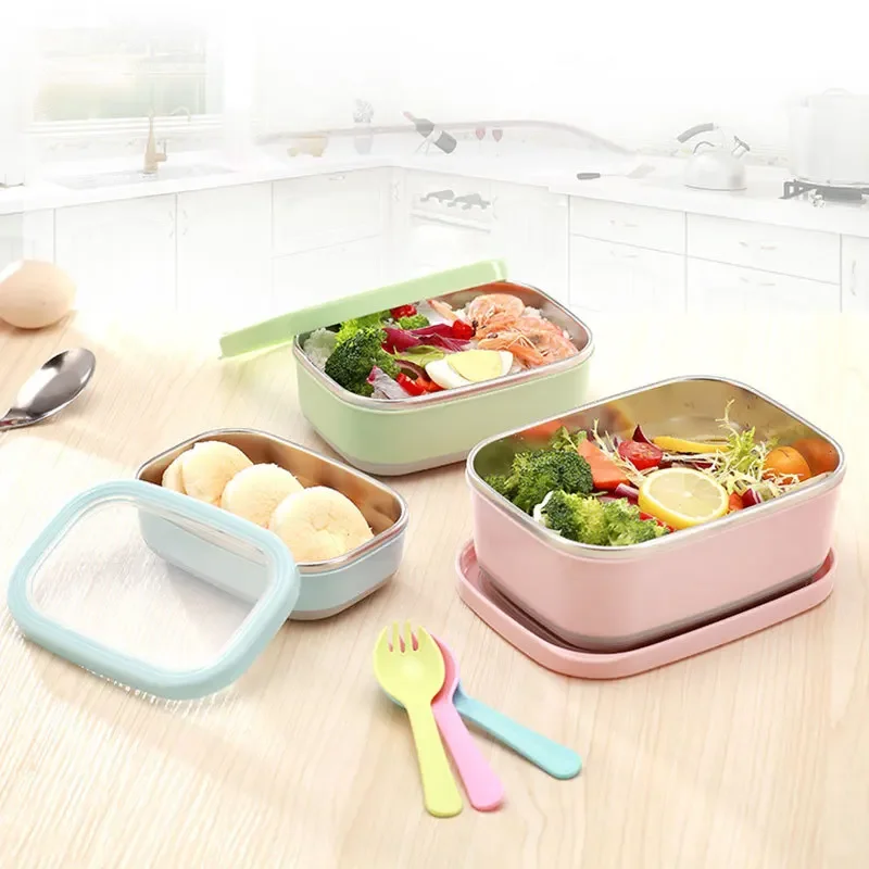 Multi-Capacity 304 Stainless Steel Crisper With Cover Band  Lunch Box Food Seal Refrigerator Preservation Sub-Bowl Kimchi Box