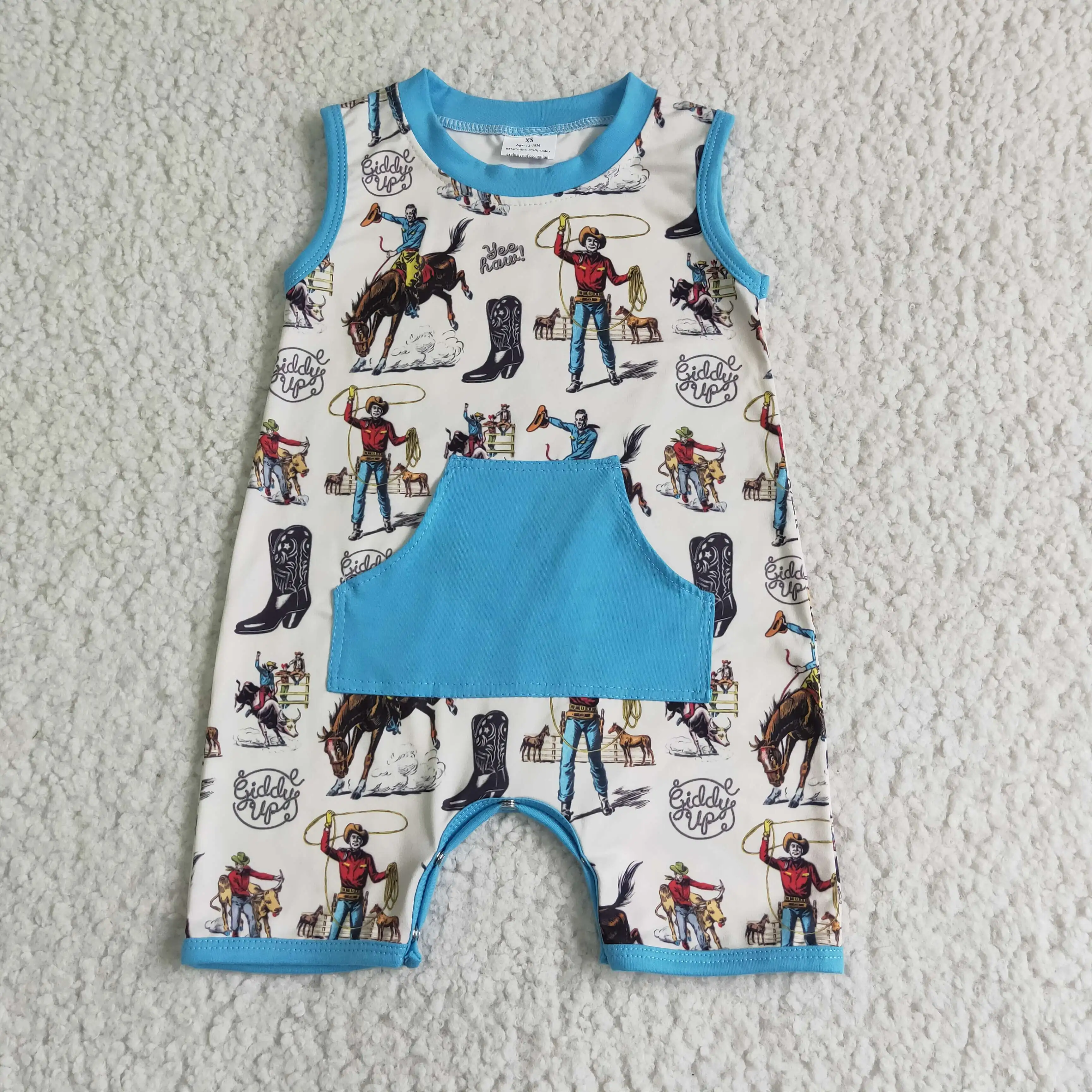 NEW baby onesie baby boy cowboy print long-sleeved onesie baby boy  romper