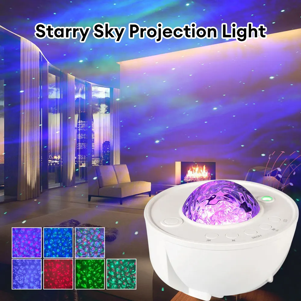 Projetor estrelado Galaxy Night Light, Ocean Wave Music Speaker, Projetor de luz do céu para decoração do quarto, presente de aniversário