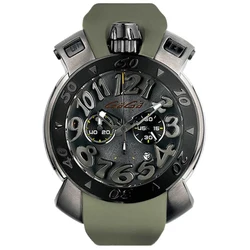 Reef Tiger Men Chronograph Watch 48mm Military Quartz Wristwatch 50M Waterproof Luminous Sapphire Mirror Button Protect