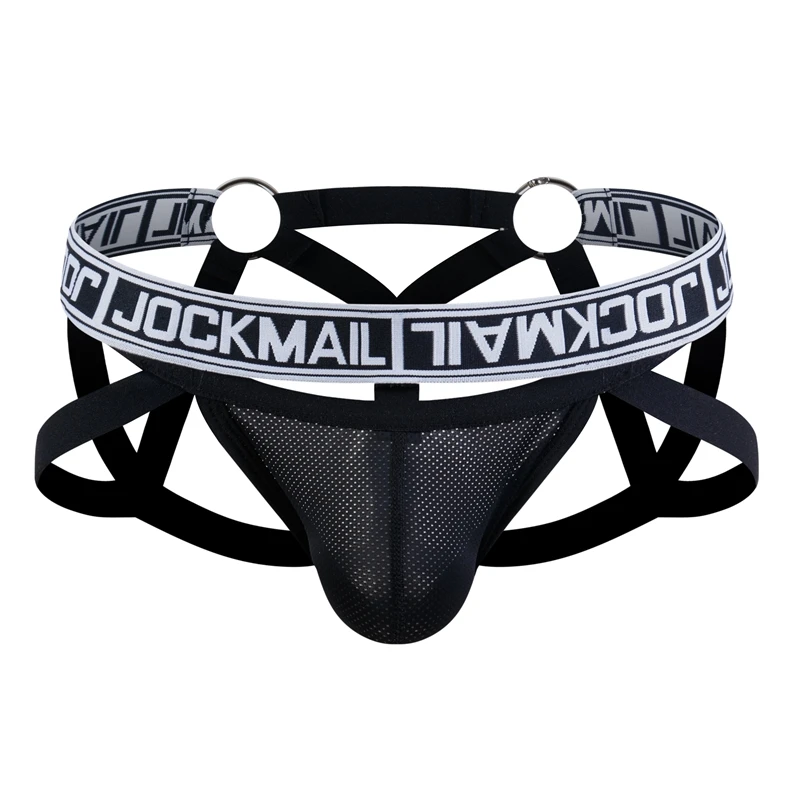 JOCKMAIL Sexy Men Bondage Underwear Jockstrap Mesh G String Elastic Hollow Lingerie Thong T-back Gay Sissy Underwear Penis Pouch