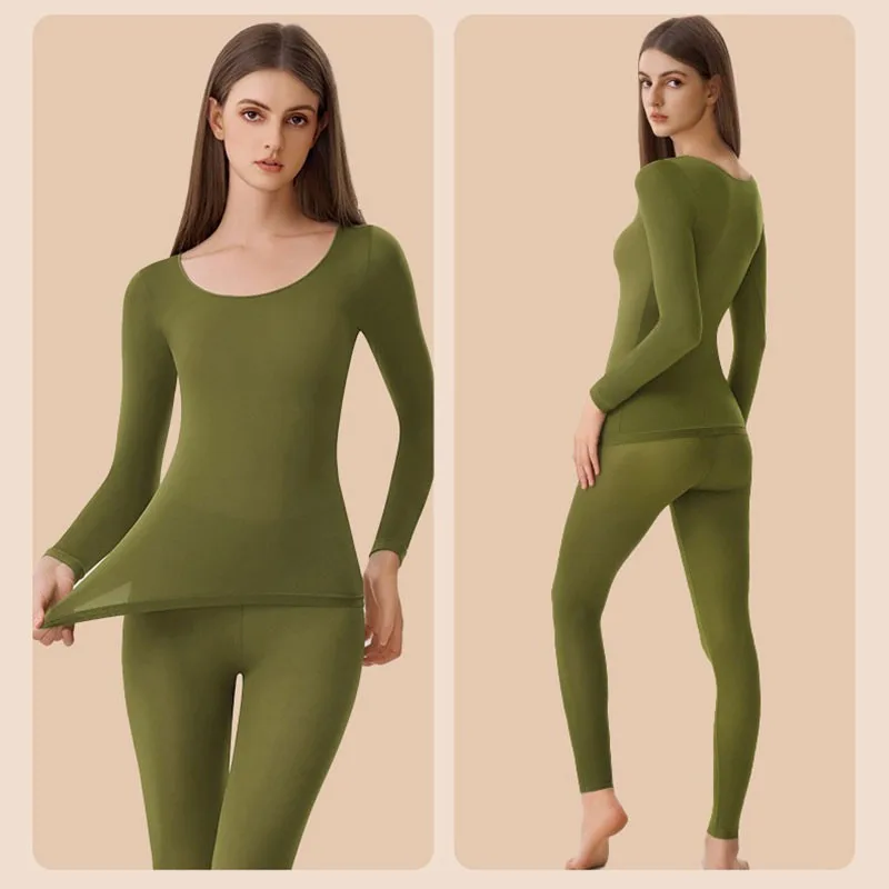ZXYOUPING Seamless Bottoming Shirt Set Autumn and Winter Slim Elastic Bottoming Shirt Invisible Thin Bottoming Underwear Set