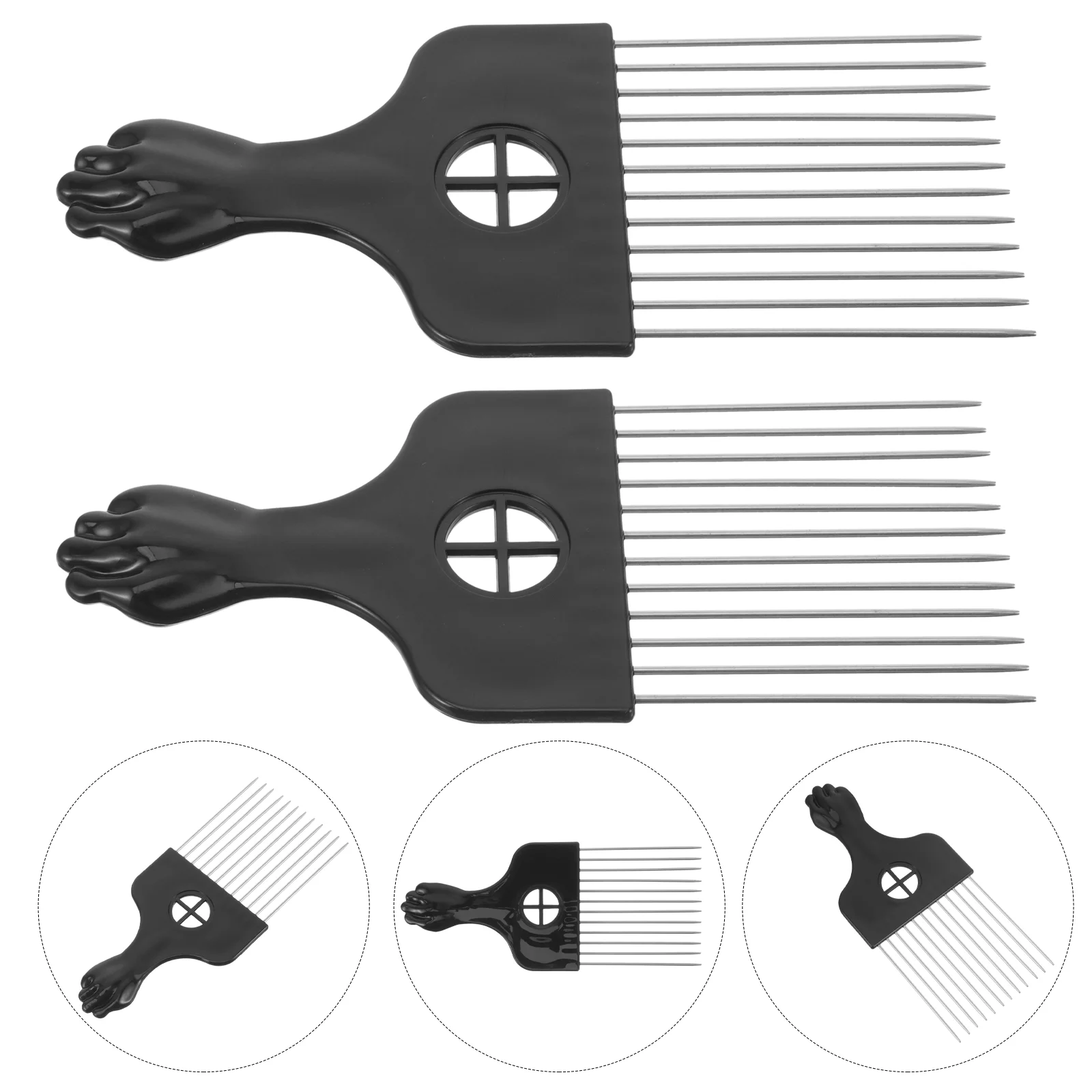 

2 Pcs Lifting Steel Needle Comb Man Combs for Men Hair Brush Plastic Afro Picks