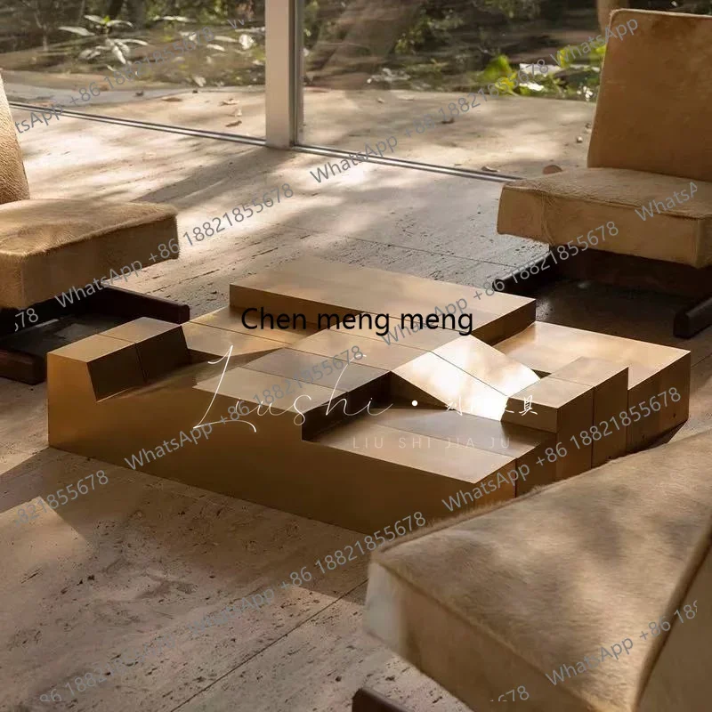 

Design custom medieval solid wood module combination living room coffee table sofa edge designer art model room