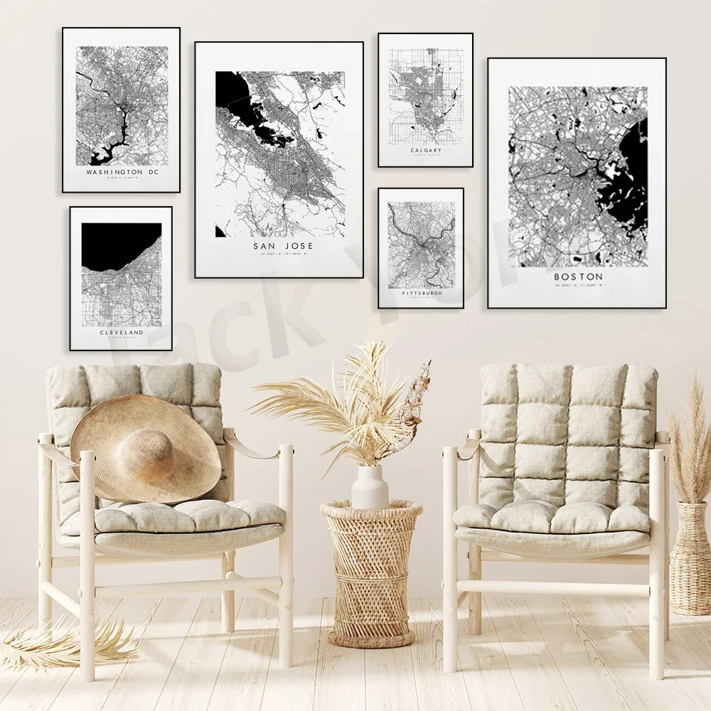 Impresión de mapa de Phoenix,San José,Miami,Minneapolis,Denver,Cleveland,Dallas,Boston,Austin,Pittsburgh - Póster de mapa de la ciudad
