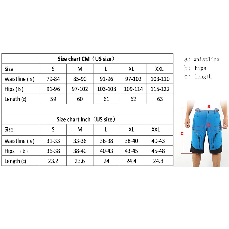 ARSUXEO Men\'s Outdoor Sports Cycling Shorts MTB Downhill Trousers Mountain Bike Bicycle Shorts Zipper Pockets Loose Fit Shorts