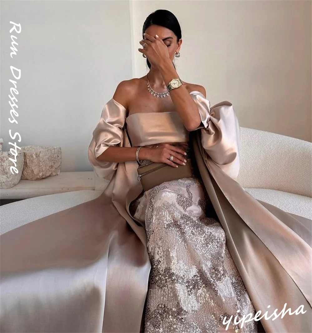 Personalizado elegante fora do ombro bainha até o chão vestidos de noite miçangas vestido de ocasião formal para mujer elega