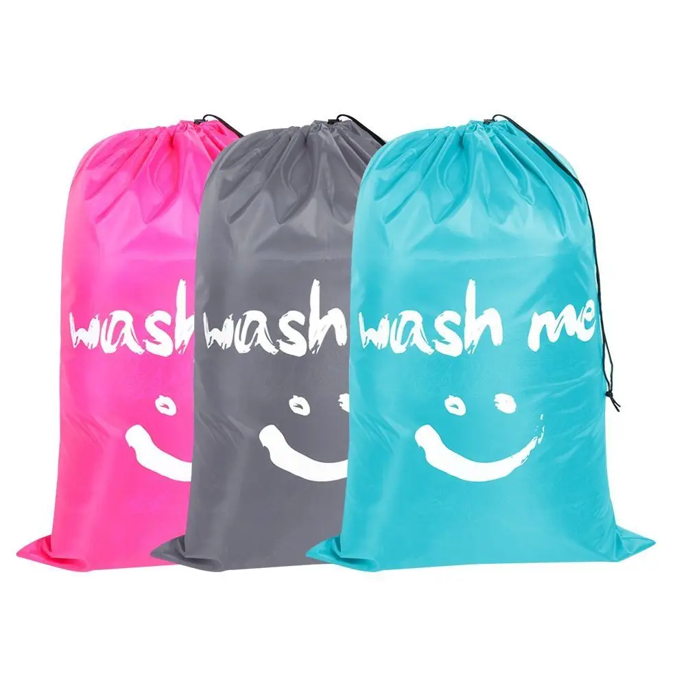 Nylon Laundry Bag Wash Me Travel Storage Pouch Machine Washable Dirty Clothes Organizer Wash Drawstring Bag