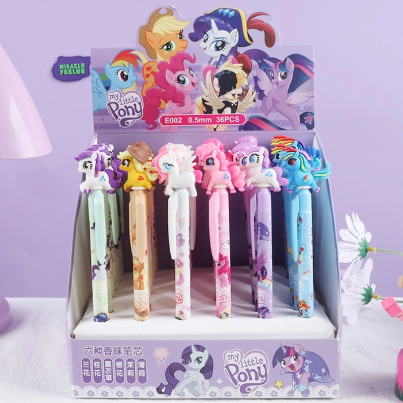 Yizheng Stationery My Little Pony 6/36pcs Gel Pen Cartoon Cute 0.5mm Black Press Sign Pen Student Stationery Wholesale