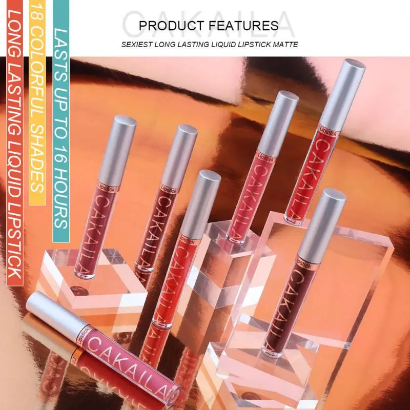 Korean 18 Colors Waterproof Liquid Lipsticks Lip Makeup Matte Velvet Lipstick Lip Gloss Cosmetic Nude Long Lasting Non-marking