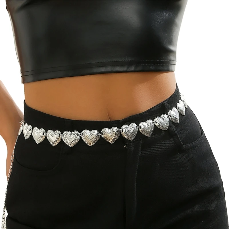 Waist Chain Hot Pants Carved Heart Chain Sexy Metallic Chain for Party/Club for Banquet Costume Jewelry Waist Belt HXBA