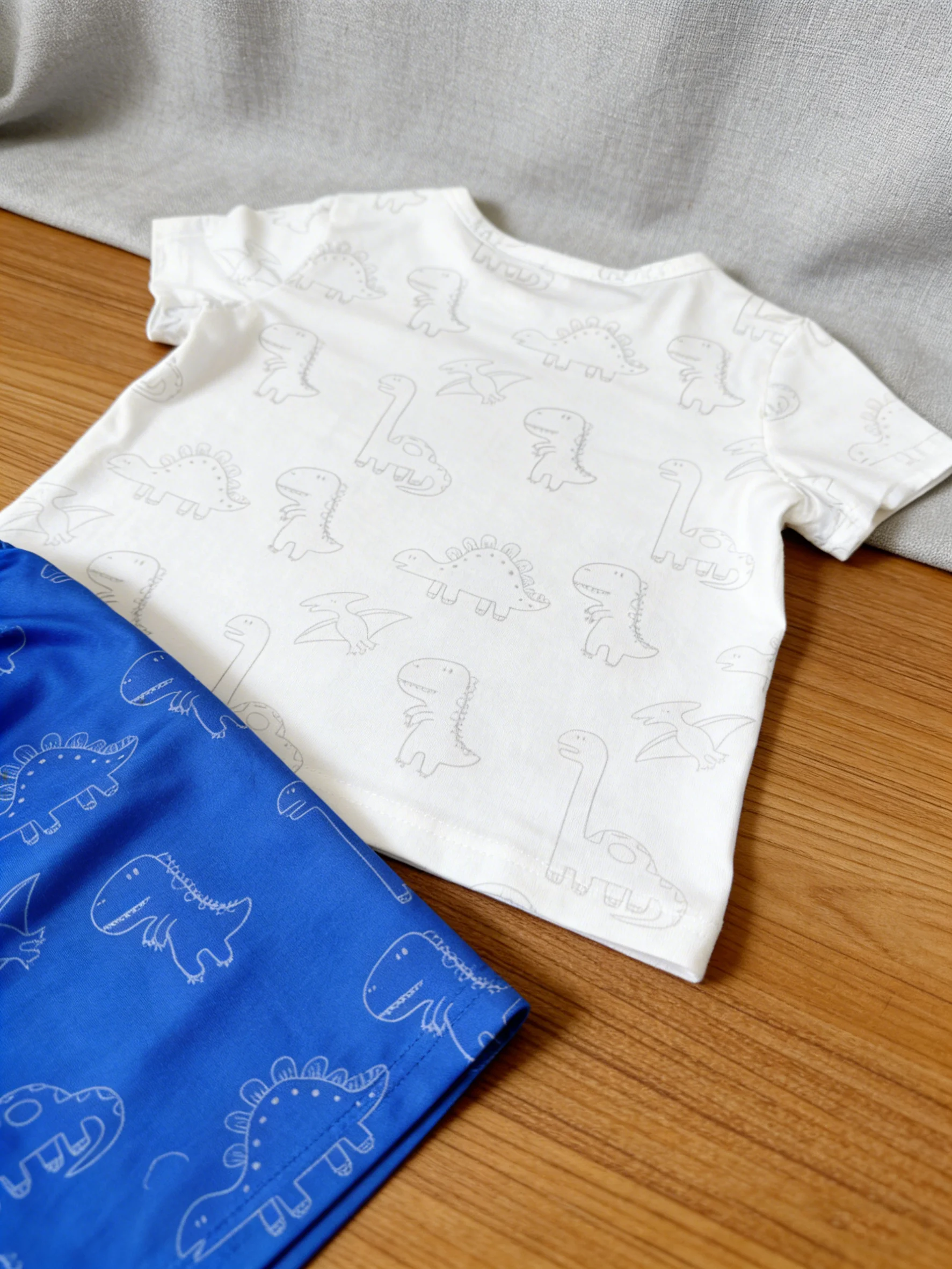 Fresh & Eye-Catching: Dinosaur Tee + Shorts – A Vibrant Outfit for Your Little Guy