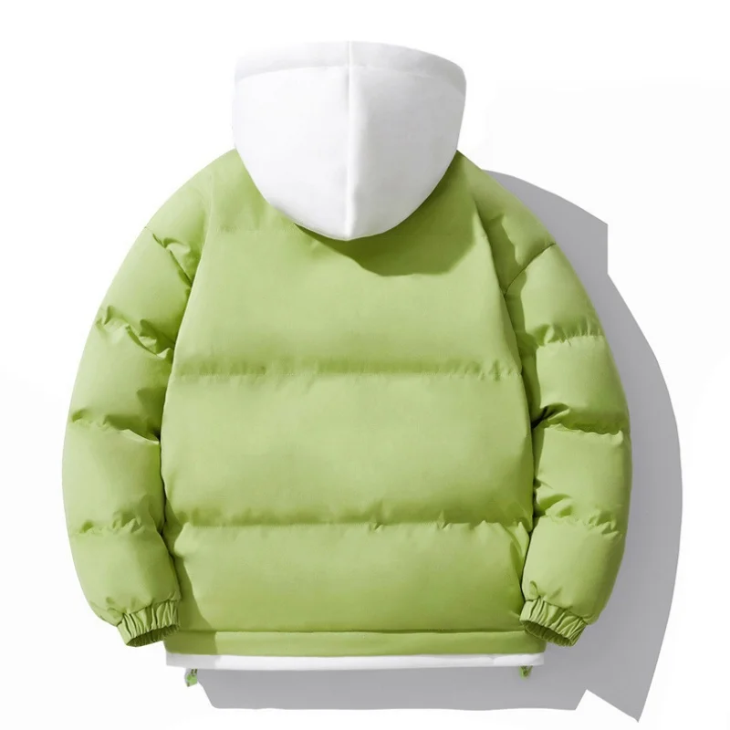 Winter Padded Jacket Men Fake Two Piece Hooded Quilted Coat Fashion Handsome Loose Casual Thick Windproof Warm Wadded Jacket