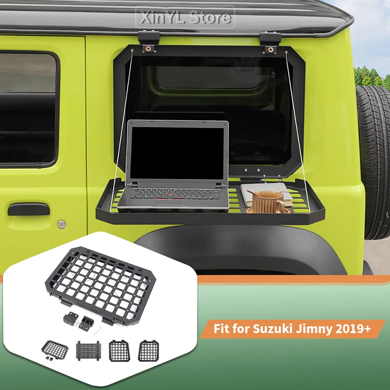 

Car Rear Window Aluminium Glass Protective Armour Foldable Storage Rack for Suzuki Jimny 3/5-Door 2019 Up Car Accessories Black
