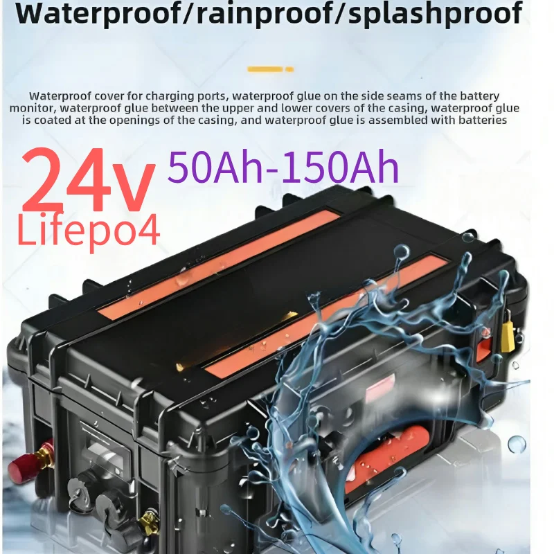 Waterproof IP67 24V 50Ah 60Ah 80Ah 100Ah 120Ah 150Ah 200Ah Lithium Li Ion Battery 24v For Trolling Motor+10A Charger