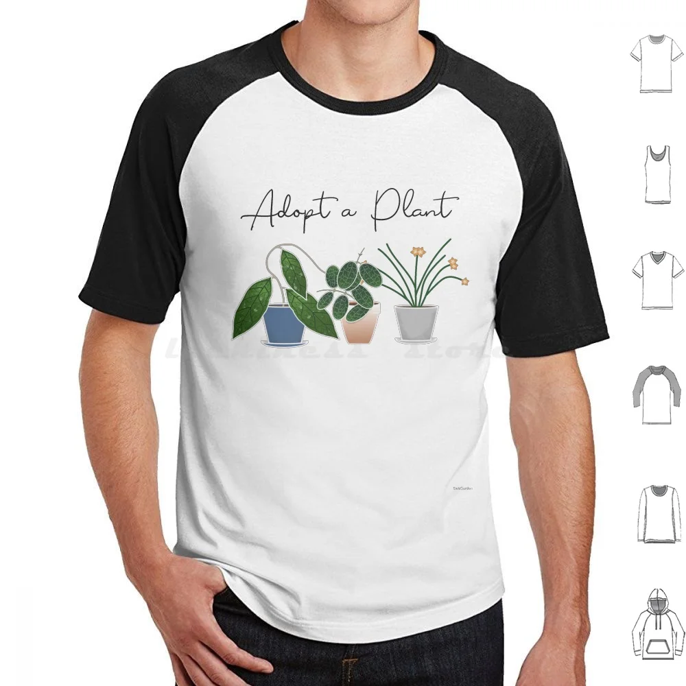Camiseta Adopt A Plant (Edición Hoya) 6XL de Algodón, Camiseta Genial para Amantes de las Plantas de Interior, Plant Lady, Kawaii, Cute Plant Addict, Plant Mom