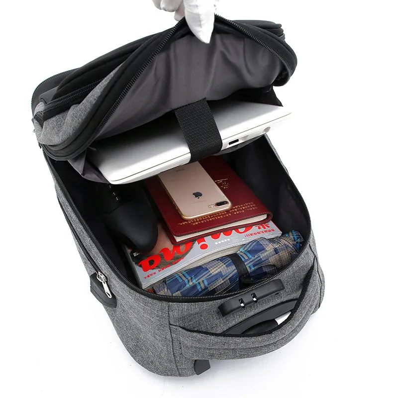 Roll gepäck Rucksack Männer Trolley Tasche mit Rädern Business Roll rucksack Kabine tragen Trolley Tasche