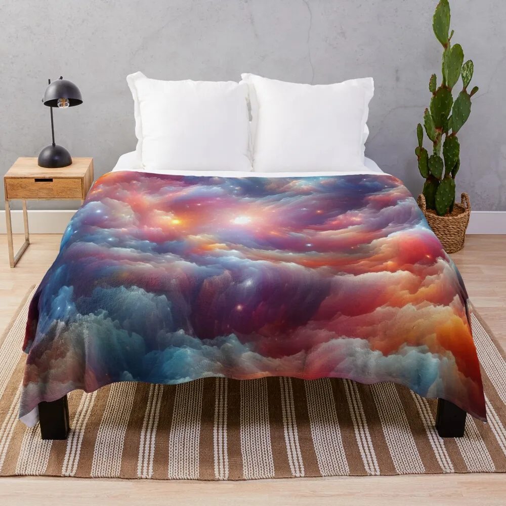 

Celestial Dance Cosmic Lights in Abstract Hues Throw Blanket Shaggy Thins Decorative Sofa Blankets