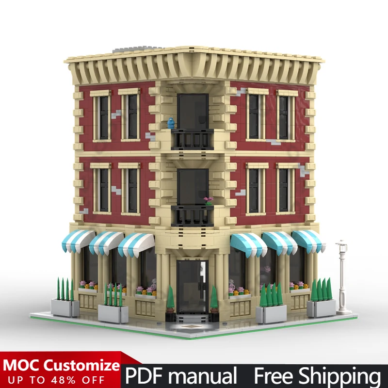 2468 PCS Building Brick Corner Apartments MOC Customize Modular Building Block Model Technology Creative DIY Toy Christmas Gift
