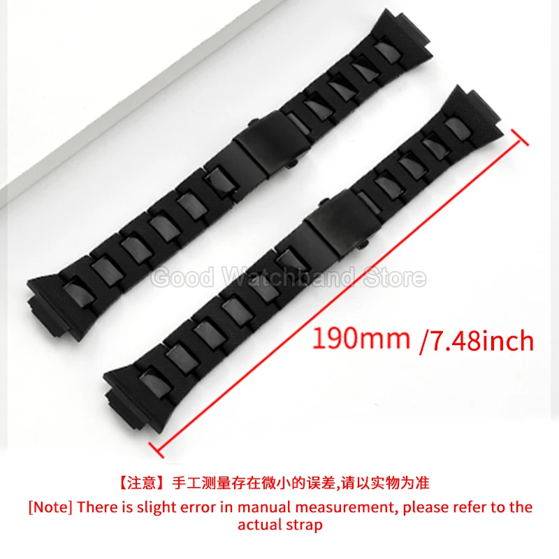 Satin Shine Stainless Steel Watch Chain for Casio DW6900 GBX-100 Color Stable Injection Dyed Gloss Uniform Look Black Strap​​
