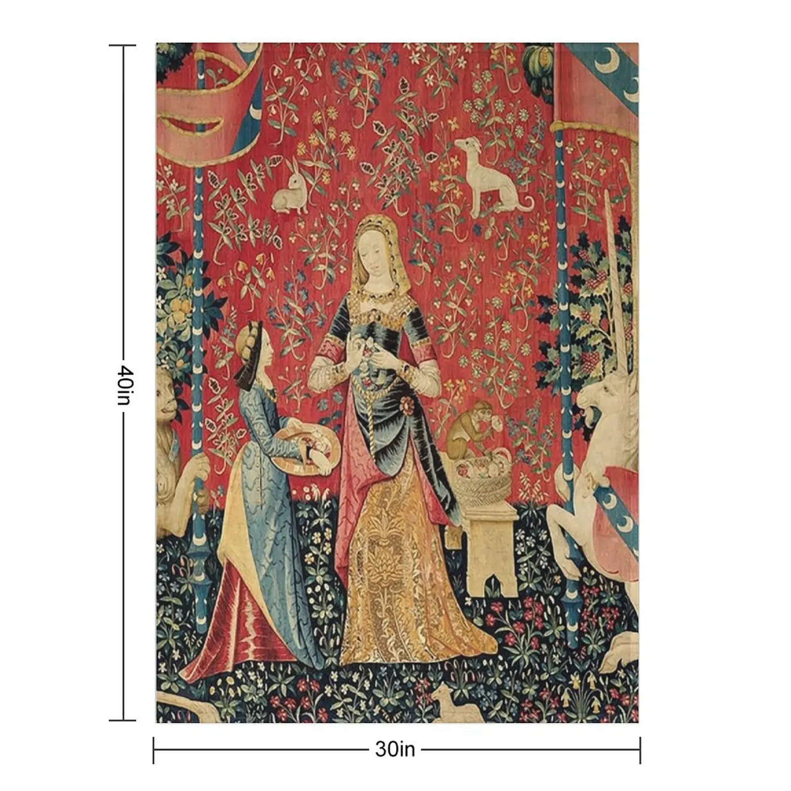 The Lady and the Unicorn: بطانية رمي Mon Seul Désir دافئة للشاطئ لفصل الشتاء لبطانيات النزهة والأريكة