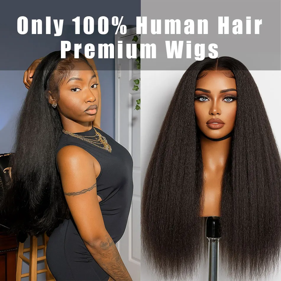 

Накладные парики Kinky Straight 360 HD Full Lace из натуральных бразильских волос Yaki Straight, 13x4 HD Lace Frontal Wig, предварительно прорезанные, 250% высокая плотность