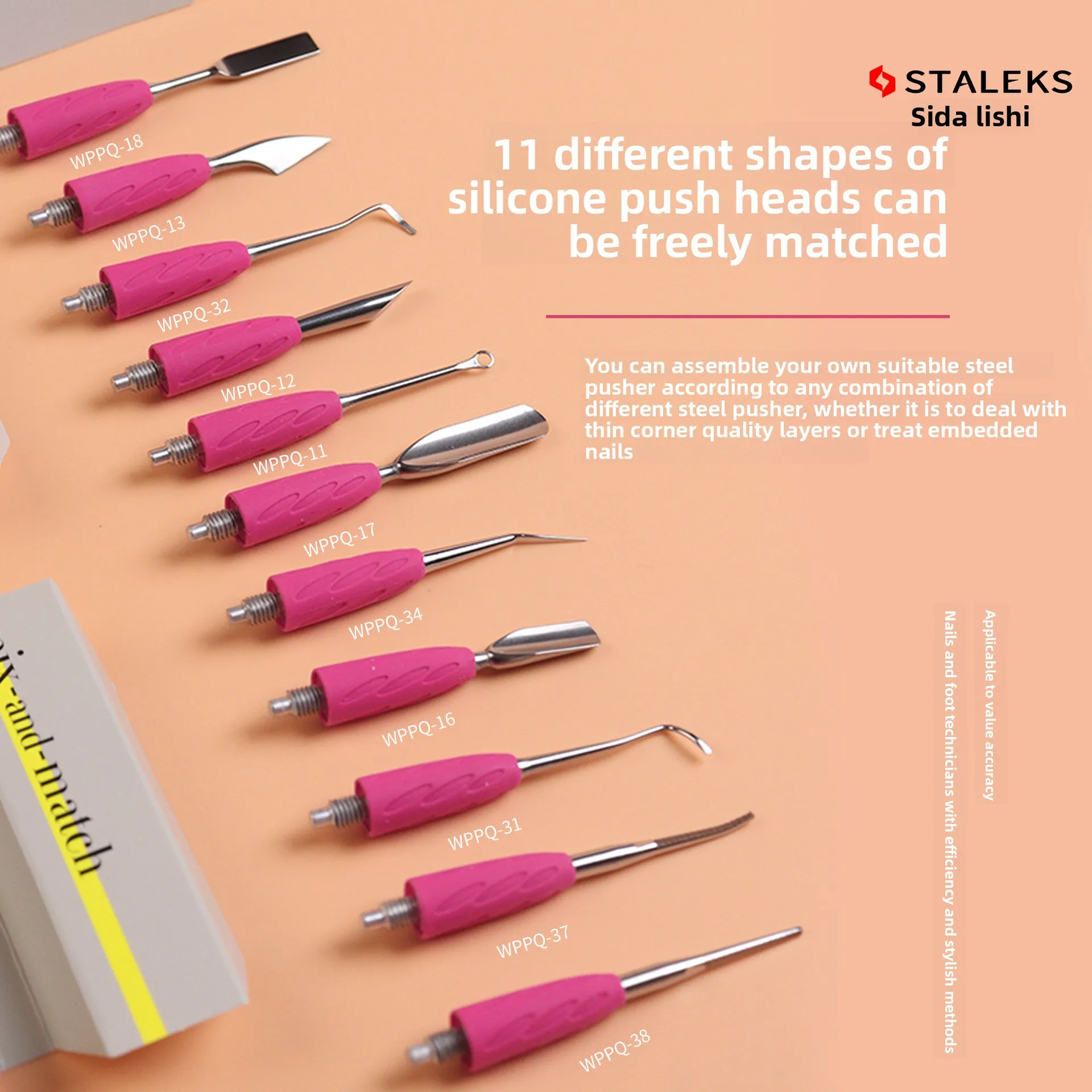 

STALEKS Nail Beauty Foot Cuticle pushers Stainless steel Special Exfoliator Detachable hand and foot care