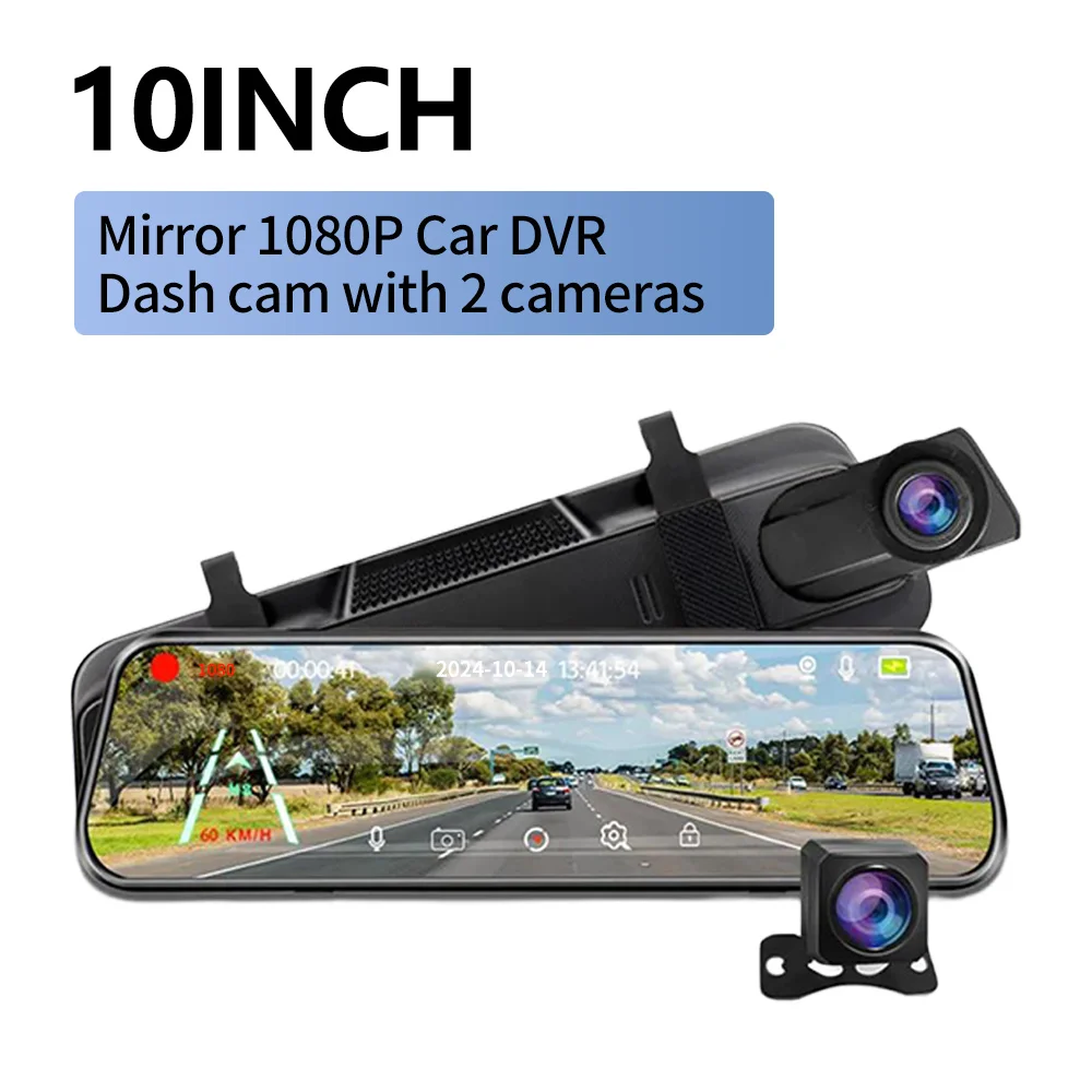 1 set Car Dash Cam 10inch 4K Dvr Carplay Android Auto GPS 5G WIFI AUX Stream RearView Mirror Dashcam Camera Drive Recorder FM