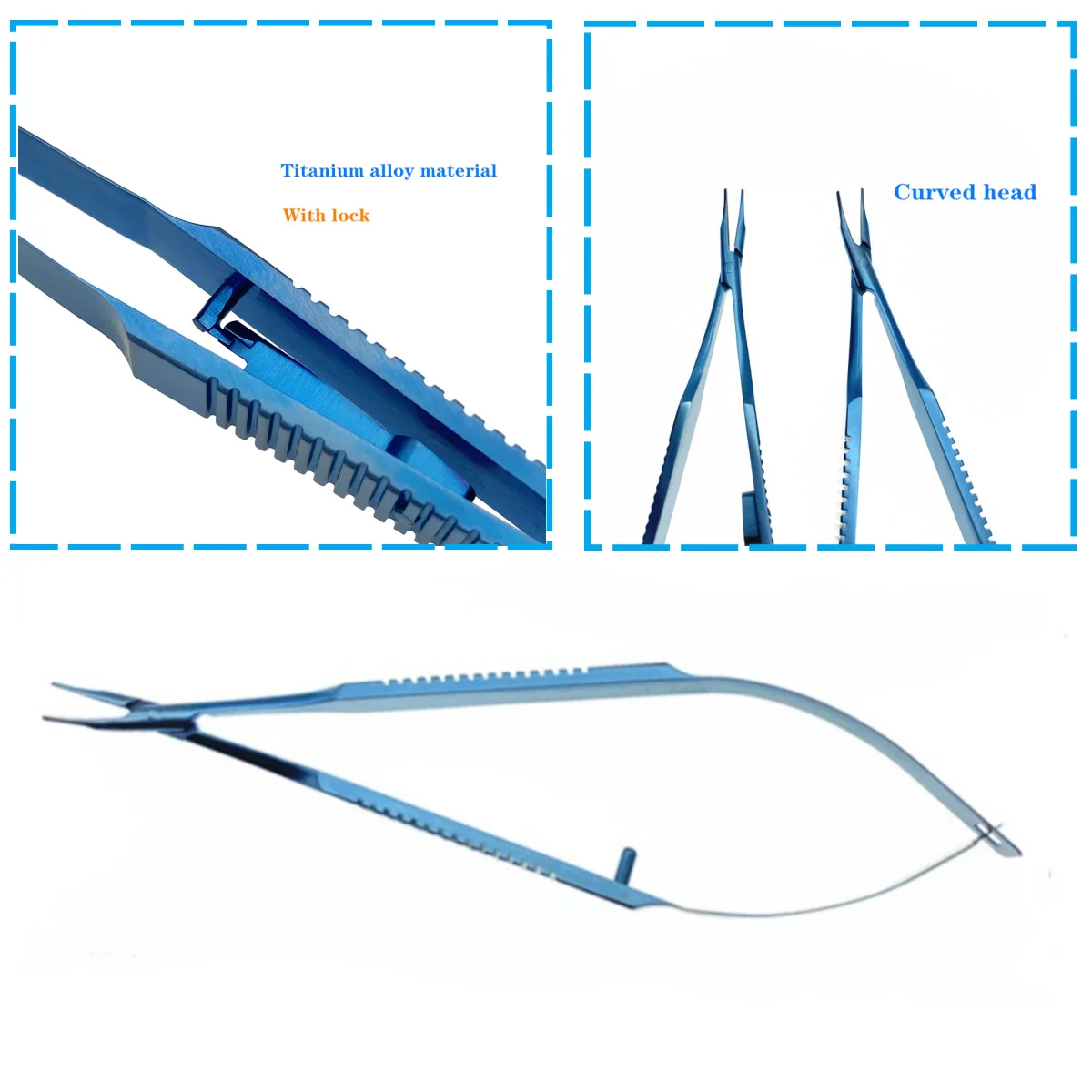 

Multi-Function Ophthalmic Needle Holder Flat Handle Titanium Surgical Tool