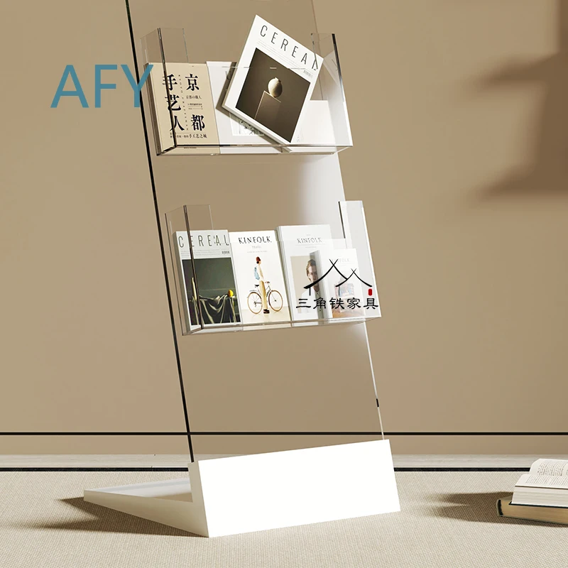 Transparent Acrylic Magazine Rack for Office Home Use Floor to Ceiling Vertical Multi Layer Newspaper Display Stand for