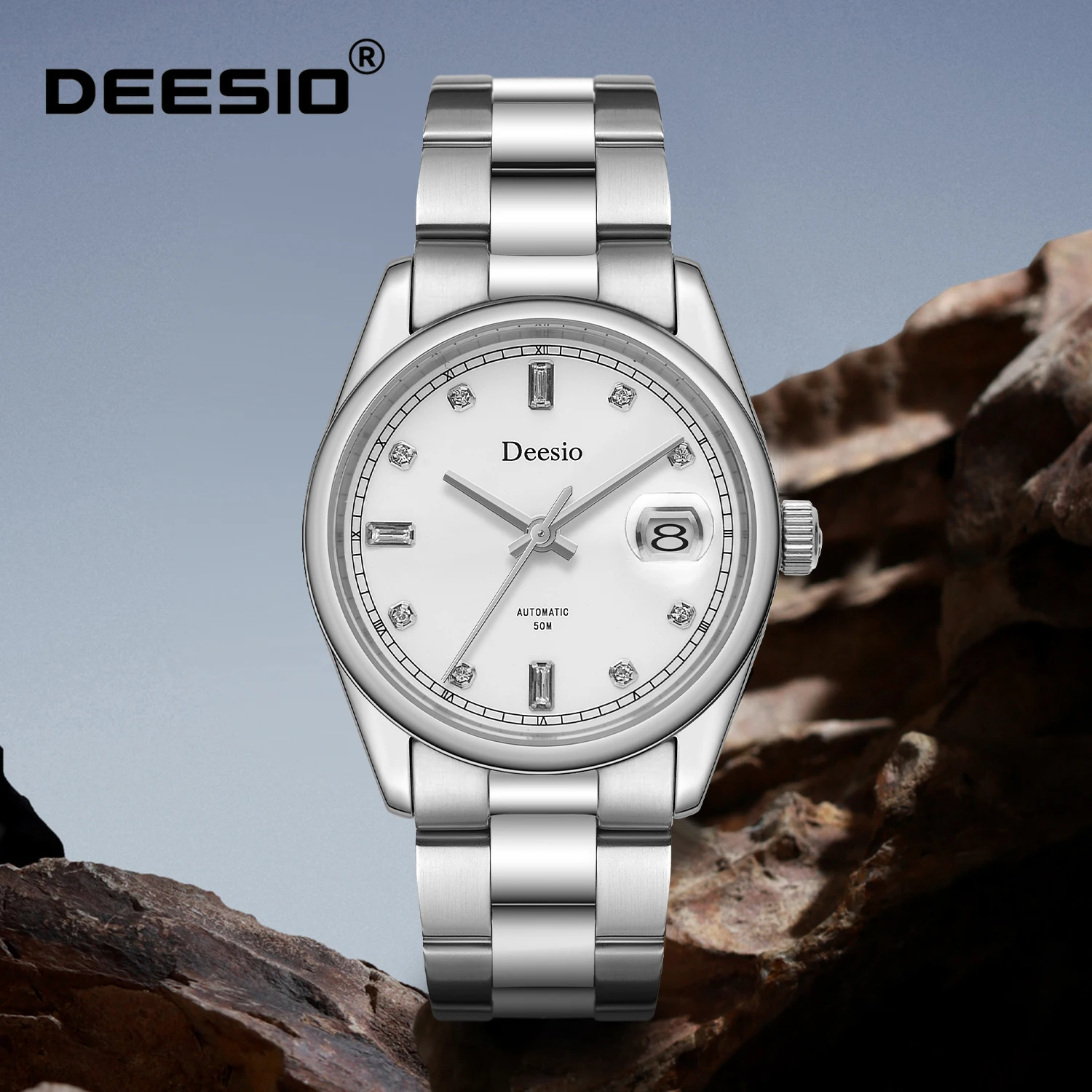 

Deesio Luxury Automatic Self-Winding Mechanical Watch for Men Stainless Steel Water Resistant Business Casual Dress Date Display