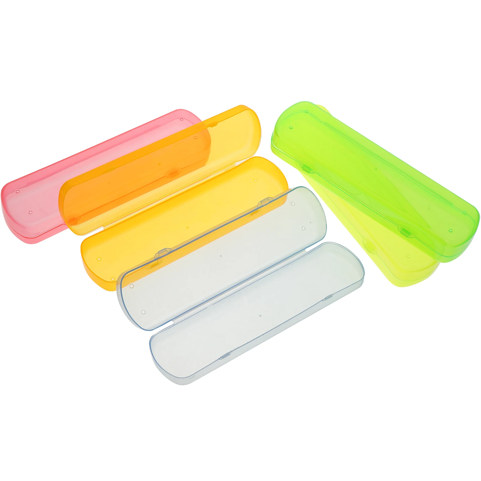 

5pcs Portable Pp Toothbrush Toothpaste Holder Transparent Travel Case Multicolor Sanitary Bacteria Resistant Mouthwash