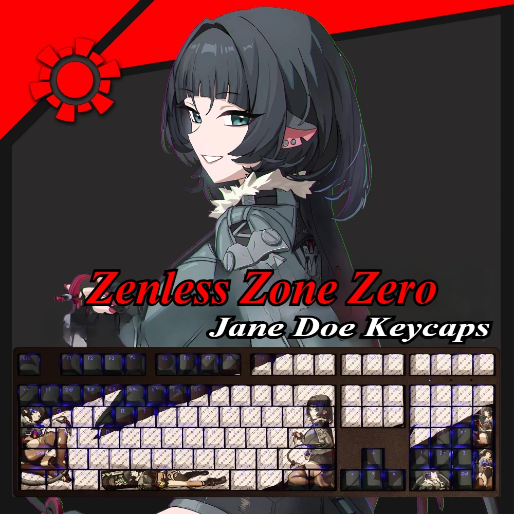 

108-клавишные колпачки Jane Doe PBT Cherry Profile Zenless Zone Zero, колпачки для механической игровой клавиатуры, колпачки для клавиш с мультяшными аниме-играми