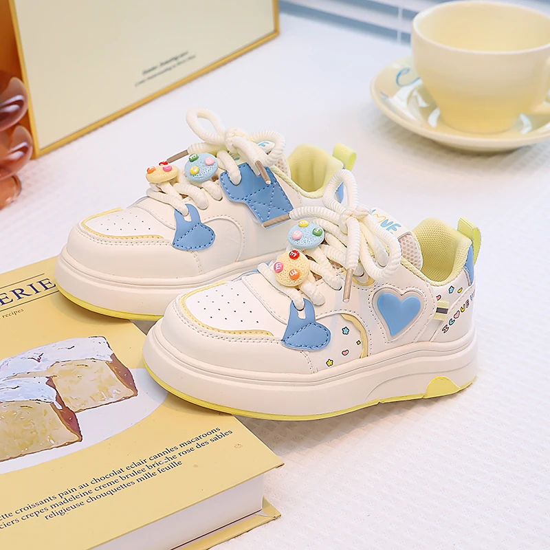 

2025 Autumn New Girls Sports Shoes Breathable Comfortable Kids Tennis Shoes Sweet Colorful Children Casual Shoes Soft Non-slip