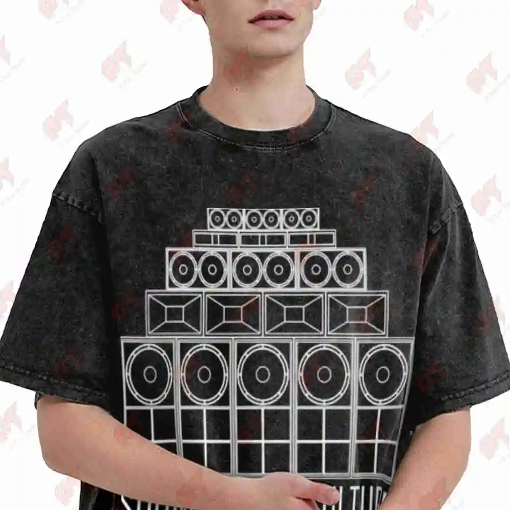 British Sound System Culture Speaker Box DJ Vintage Vintage Washed Tee Pure Cotton T-Shirt